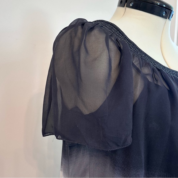 Studio M sheer top w/camisole. Womens Plus Size 1X. Grey/black/white. - Picture 3 of 10